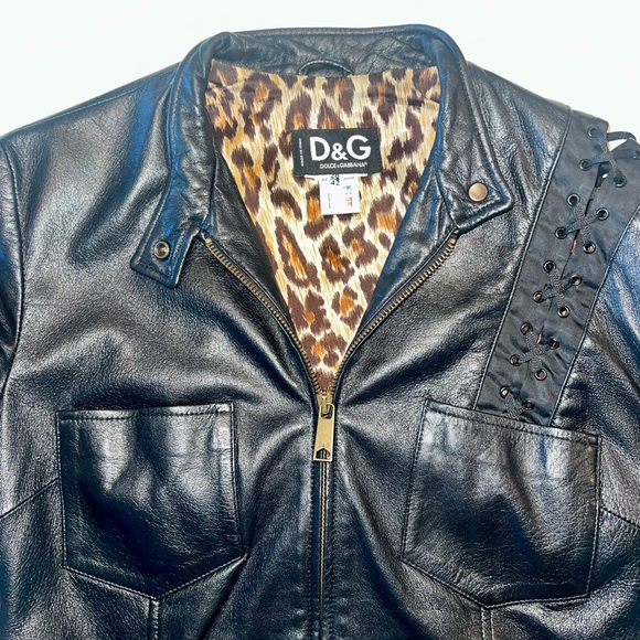 D&G Dolce and Gabbana lamb leather crop jacket Panthers 42IT - Picture 3 of 7